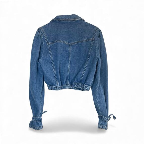 Maeve by Anthropologie Puff Sleeve Cropped Denim Jacket β Size M - Picture 6 of 12